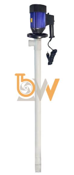 Bơm điện trục đứng thùng phuy cho hóa chất siêu ăn mòn, thân PTFE model JDT-600W